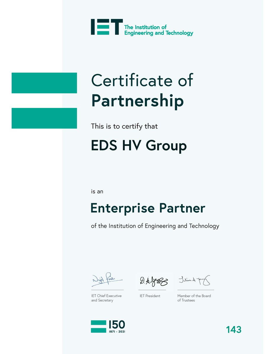 CONGRATULATIONS to the <a href="/TheIET/">The IET​</a> who are celebrating their 150th Anniversary this year and who have grown their Enterprise Partner community to 150 companies. 

We were pleased to have received a special IET 150 Partnership Certificate to celebrate our involvement in the Programme.