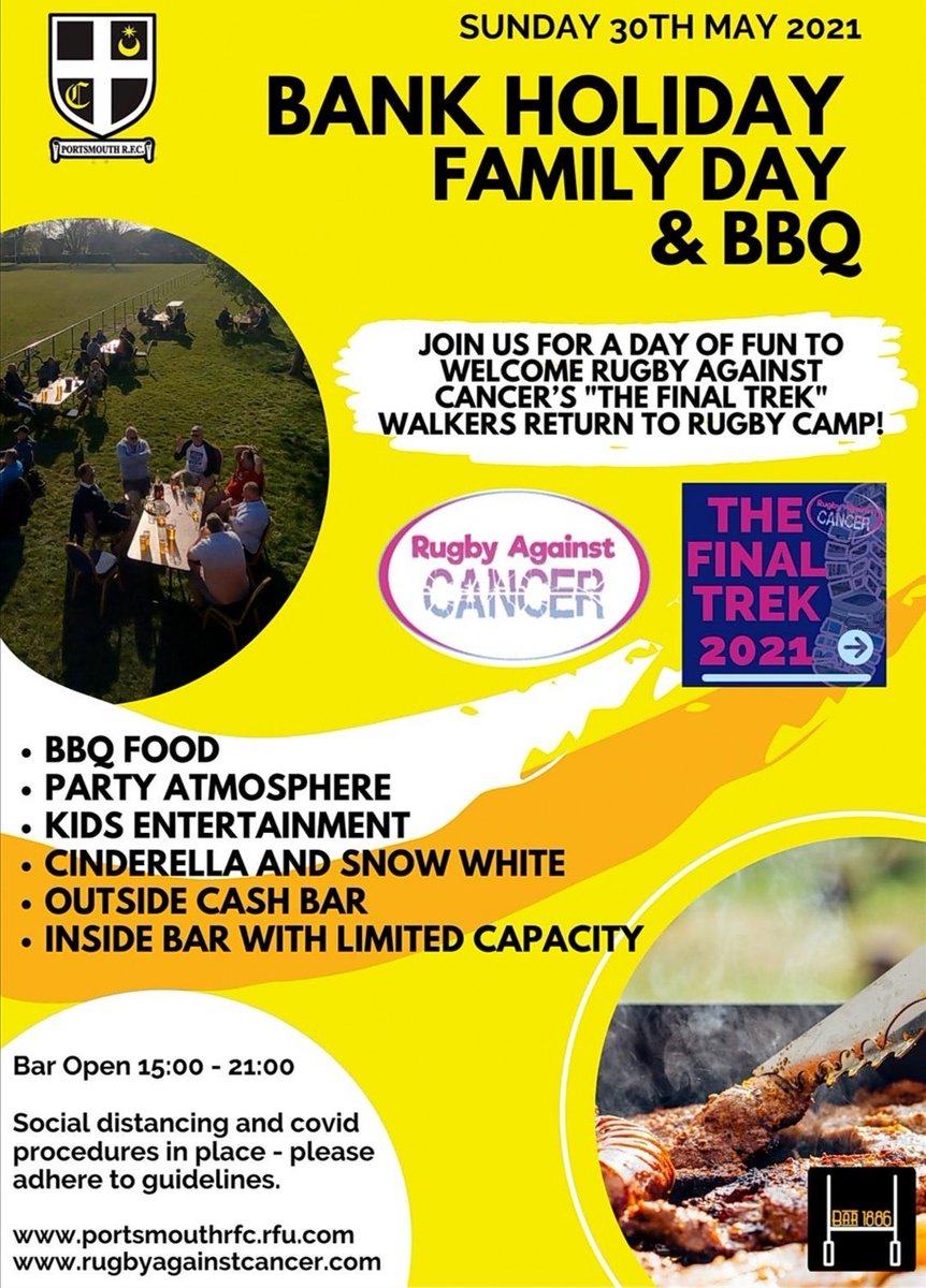 Portsmouth_RFC's tweet photo. It's going to be a beautiful day on Sunday so why not come and welcome the @CancerRugby #thefinaltrek walkers back from their 80 mile trek @portsmouthsport @icliving @HampshireRFU https://t.co/R6oxN6sPWl