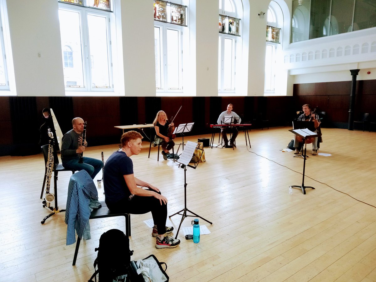 Back into Maryhill Burgh Halls again today to hear @rednoteensemble play new works by our @RCStweets BMus 1 composers @newmusscotland #Glasgow