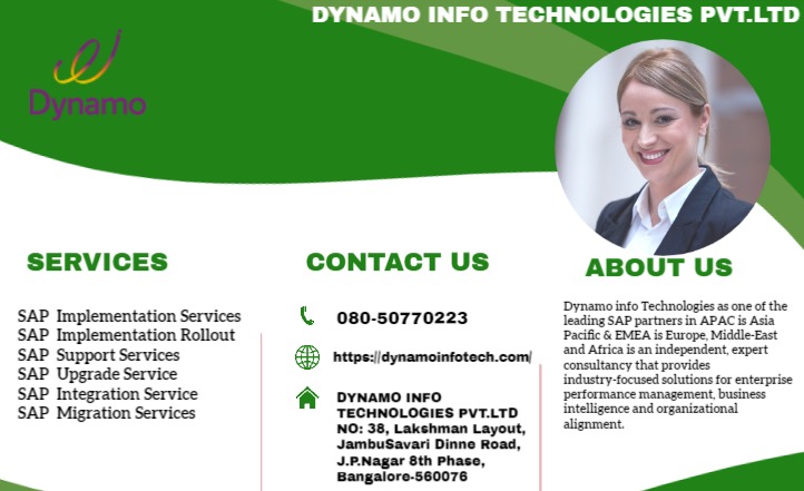 Dynamoinfotech1's tweet photo. Dynamo info Technologies comprehensive assessment capabilities and superior knowledge of SAP® technology, ensures that clients receive the best solutions for their business needs. #Dynamoinfotech #SAP #SAPServices #SAPS4HANA 
website : https://t.co/xg3gCsSUHN https://t.co/zknYa2Or3y