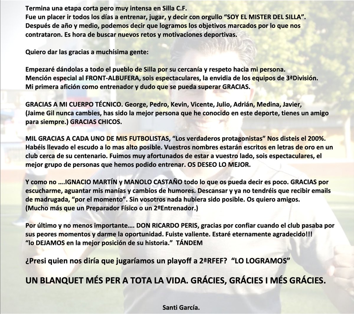 Un BLANQUET mès per a sempre. Graciès de tot cor 🤍🤍🤍🤍.
<a href="/SillaCF/">Silla Club de Fútbol Oficial</a>