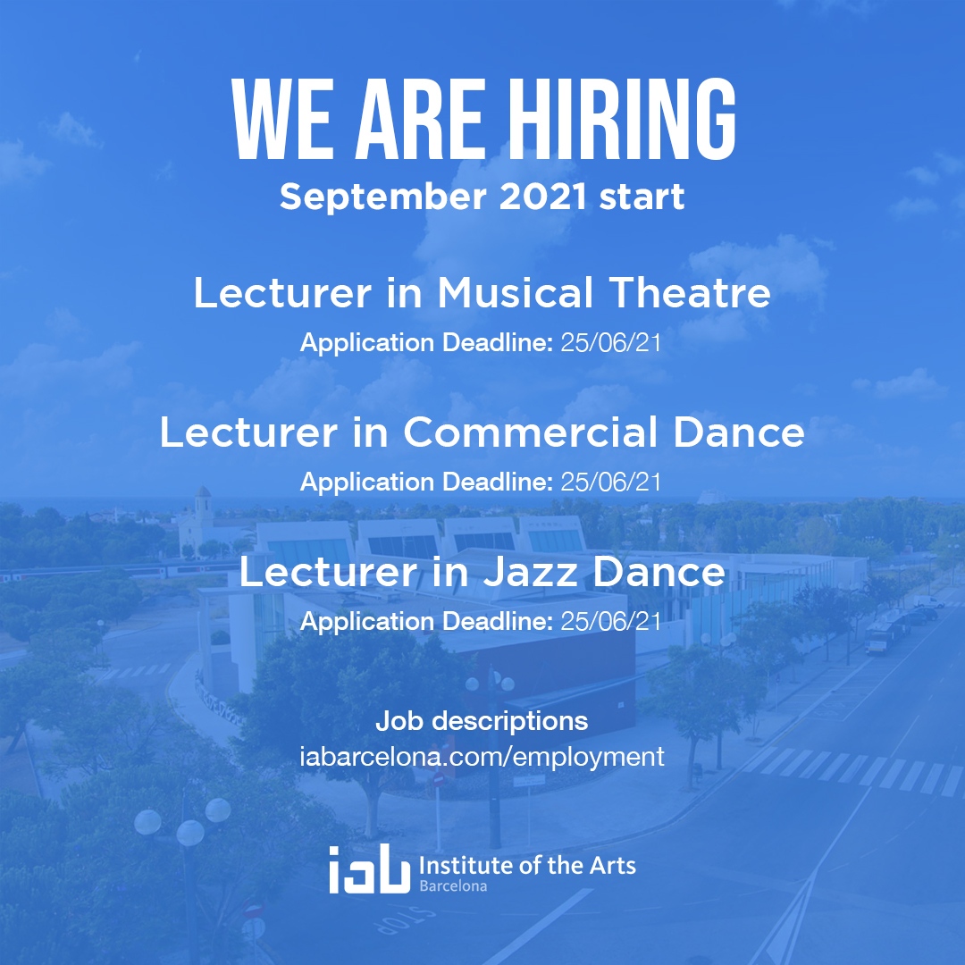 The IAB is hiring! ⁠
⁠
Are you looking to join our team of uniquely international lecturing staff? ⁠
⁠
Find the full details and job descriptions here:
iabarcelona.com/employment

#performingartsteacher #danceteacher #dramaschoolstaff #recruitment #musicaltheatre