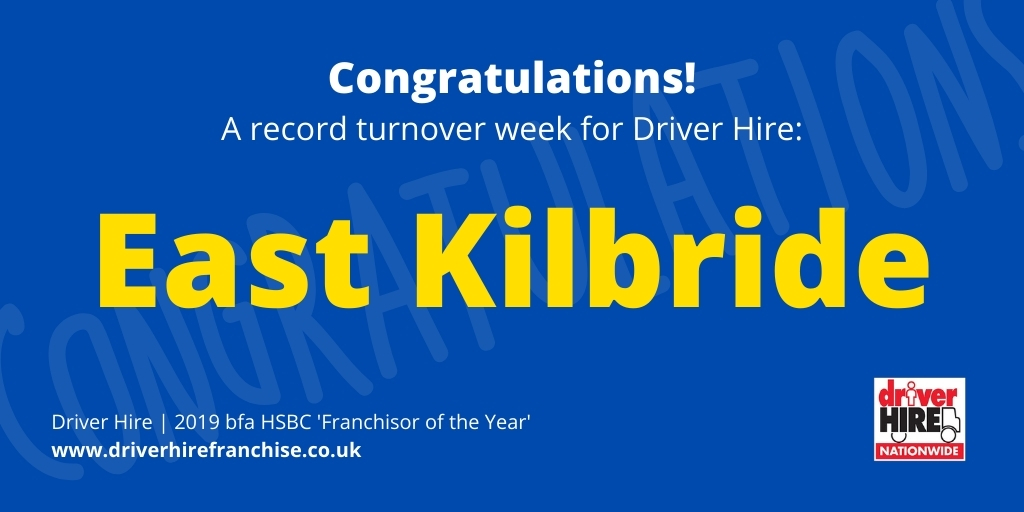 DHFranchising's tweet photo. Well done to Driver Hire East Kilbride who are celebrating a #recordweek this week! Great news for #Franchisees Sharon, Ian and the team as they continue to grow their business #dhProud #Franchising #FranchisingWorks #Franchised #recruitment https://t.co/FVaOHm35aU
