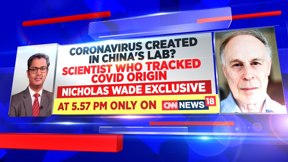CNNnews18's tweet photo. #EXCLUSIVE | Coronavirus Created In China's Lab?

Catch the Scientist Who Tracked COVID Origin, Nicholas Wade, in conversation with @zakka_jacob at 5:57 PM only on CNN-News18 https://t.co/wLZWVoymvk