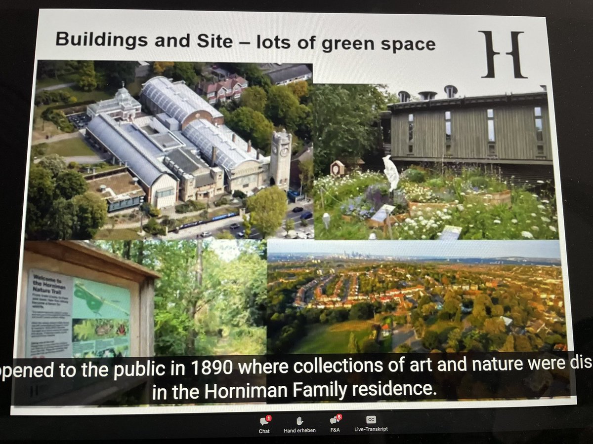 <a href="/Cur8torJo/">Jo Hatton</a> from <a href="/HornimanMuseum/">Horniman Museum and Gardens</a> Talks about „Nature and love‘ Stepping up to the environmental challenge”. Horniman is one of my favourite Museums in London, reduced use of plastics, insects friendly green spaces, really well curated exhibitions! Fab!#NatSCA2021