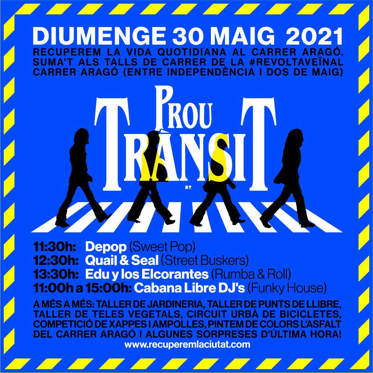 Recordeu! Aquest diumenge dia 30 de maig d'11 a 14:30 h tornem a recuperar el carrer Aragó, entre Independència i Dos de Maig, per a les persones, de la mà de <a href="/ProuTransit/">PROU TRÀNSIT</a> i <a href="/NorthernClot/">💫YOKEF - يوكف</a>. Veniu a gaudí de les múltiples activitats que ens tenen preparades. #RecuperemLaCiutat