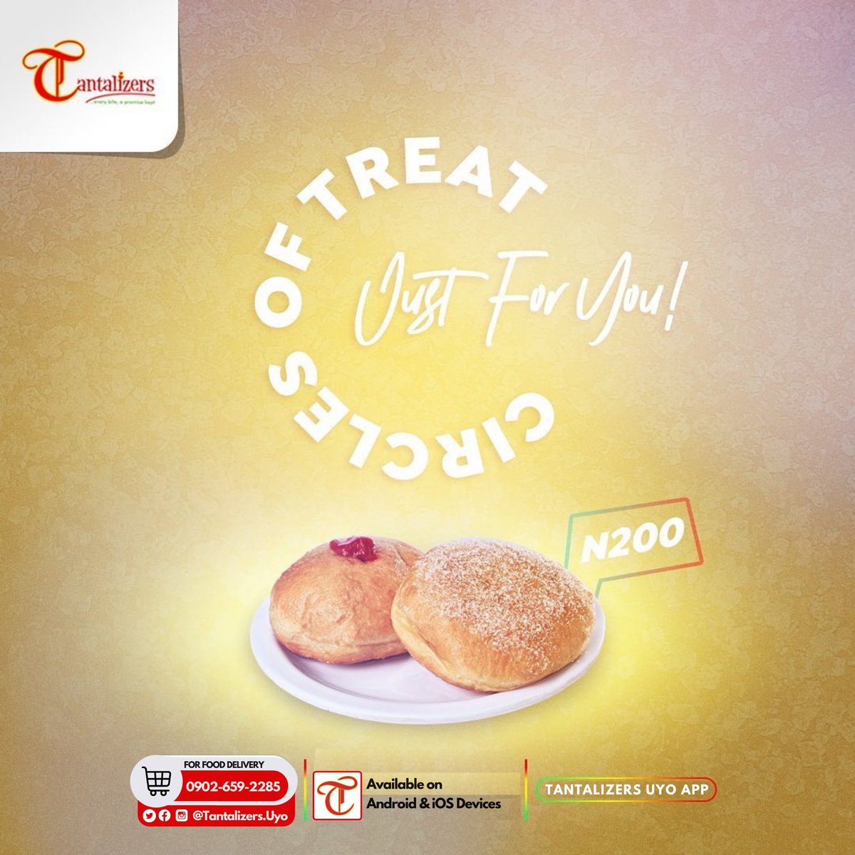 TantalizersUyo's tweet photo. ...and we'll deliver in a jiffy!

#TantalizersUyo #fastfoodinuyo #fooddeliveryinuyo  #doughnuts #EveryBiteAPromiseKept #fastfood #AlwaysTantisAlwaysYummy #SavourEveryBiteAtTantalizers https://t.co/jWRkvlI6GF