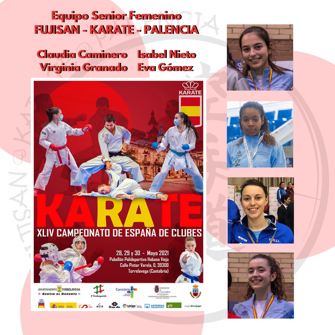 FujisanPalencia's tweet photo. Desde el 28 al 30 de mayo se celebra el Cpto de España de Clubes en Torrelavega. 
El @FujisanPalencia participará con el equipo de kumite senior femenino compuesto por: Claudia, Isabel , Virginia y Eva. 
La competición del equipo comenzará el 30 a partir de las 10,15h en el T-4. https://t.co/b9V26v6Oi7