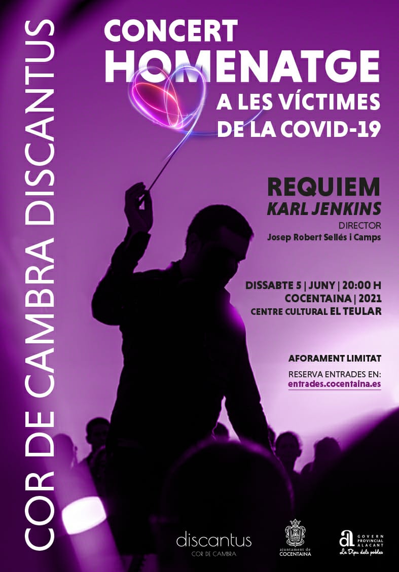discantuscorcam's tweet photo. Ya se pueden reservar las entradas el concierto homenaje a las víctimas de la Covid19 en https://t.co/9uoD2BqLQi
Interpretaremos el Requiem de Karl Jenkins con la dirección de Josep Robert Sellés i Camps. Esperamos veros en este regreso a la música en directo. @ACocentaina https://t.co/avBaQ2FLWt