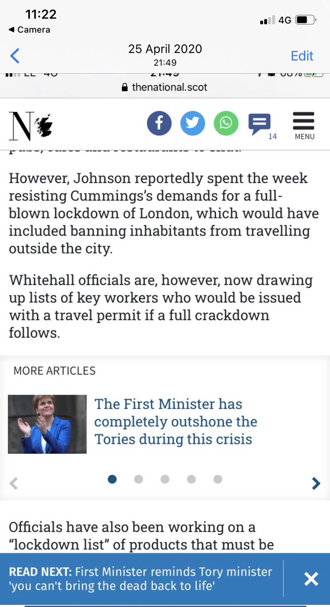 58.  A screenshot I took in April 2020 of a newspaper article in the National Scot. 

DC - according to this article - was calling for a London only lockdown NOT a National one as he is now claiming. 

<a href="/afneil/">Andrew Neil</a> <a href="/GuidoFawkes/">Guido Fawkes</a> <a href="/tomhfh/">Tom Harwood</a> <a href="/AlStewartOBE/">Alastair Stewart</a>