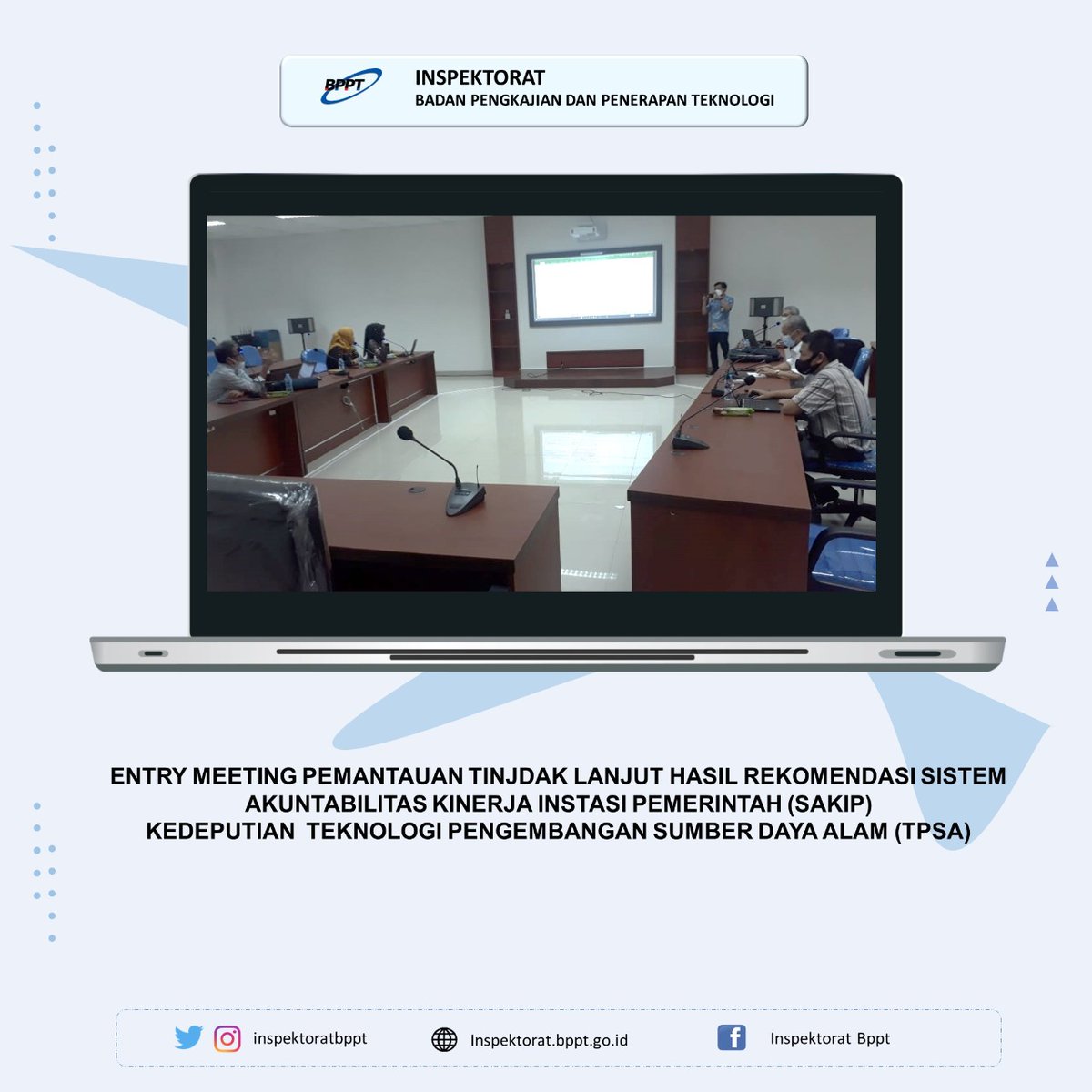 Halo SoMINs! Selamat hari Jumat!!
 
Di penghujung hari sebelum weekend ini miMIns mau menyampaikan bahwa pada minggu ini, Inspektorat telah mengadakan pertemuan dengan tim SAKIP Kedeputian Bidang TAB, PKT, Setama, TPSA, dan TIEM.