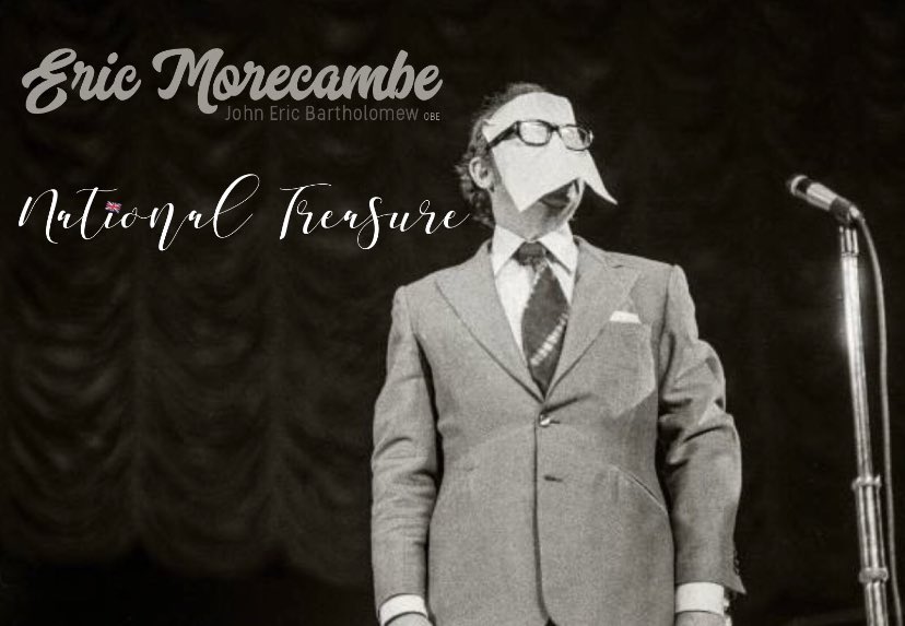 CultOfBritCom's tweet photo. #EricMorecambe, a true National Treasure, died on this day in 1984

#ErnieWise, spoke at his funeral and said “there’s a terrible draught down my right hand side...I miss him”

#GoodbyeSunshine
#NationalTreasure🇬🇧
#EricMorecambeOBE https://t.co/KgKklUvl4O