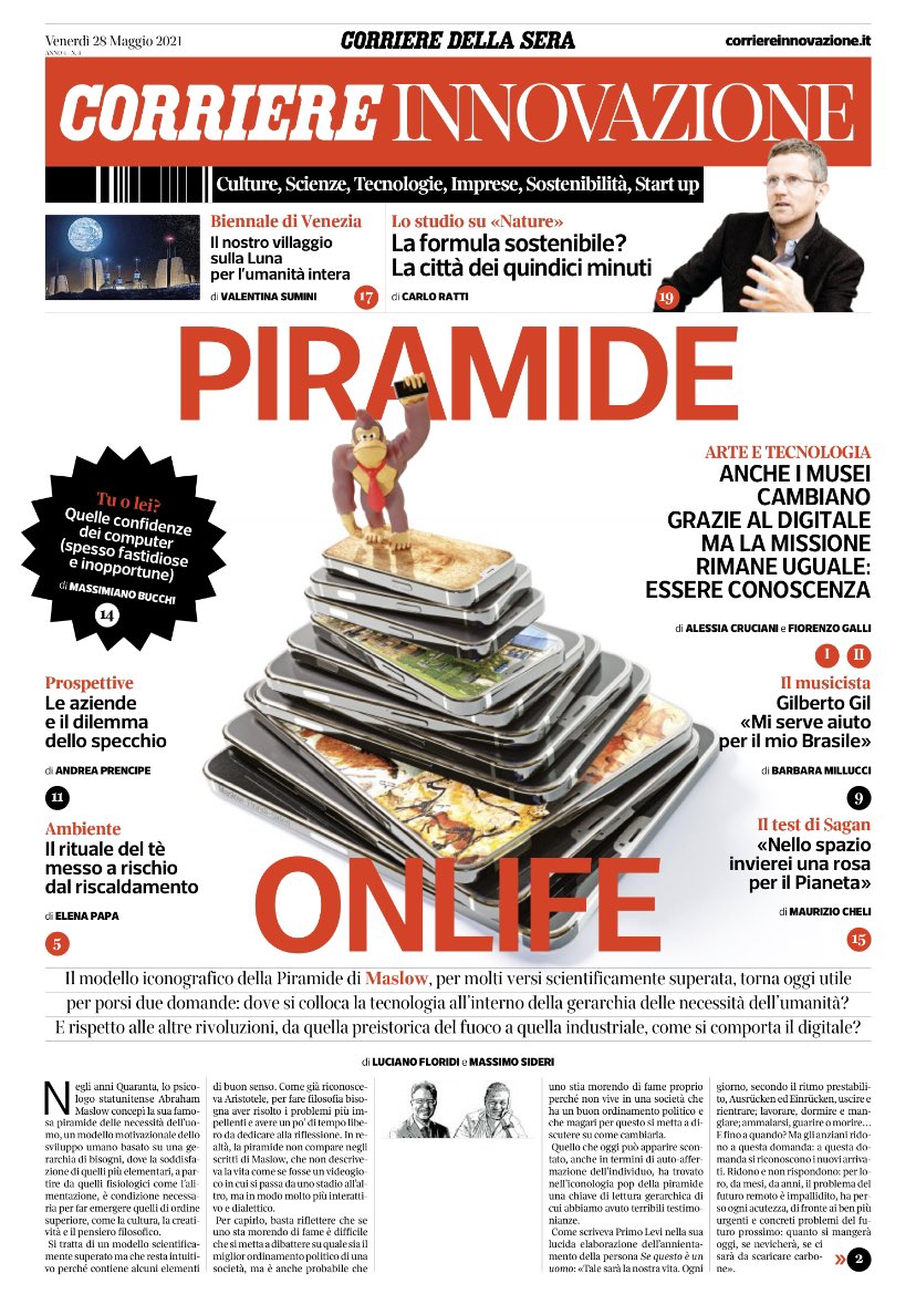 massimosideri's tweet photo. Le mie pagine preferite di @Corriere Innovazione in edicola e digital edition @CorInnovazione @Floridi @uambrosoli @MassiBucchi @Museoscienza @SuminiValentina CARLO Ratti @ProfPrencipe @UniLUISS @MadameSwann @Vagabondamente @lucfontana @DeBortoliF @CNRsocial_ https://t.co/RY2Aw6y4R0