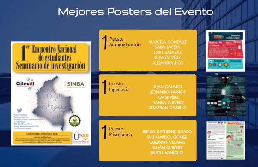 Felicitaciones a los mejores posters del evento #SemInvUnad