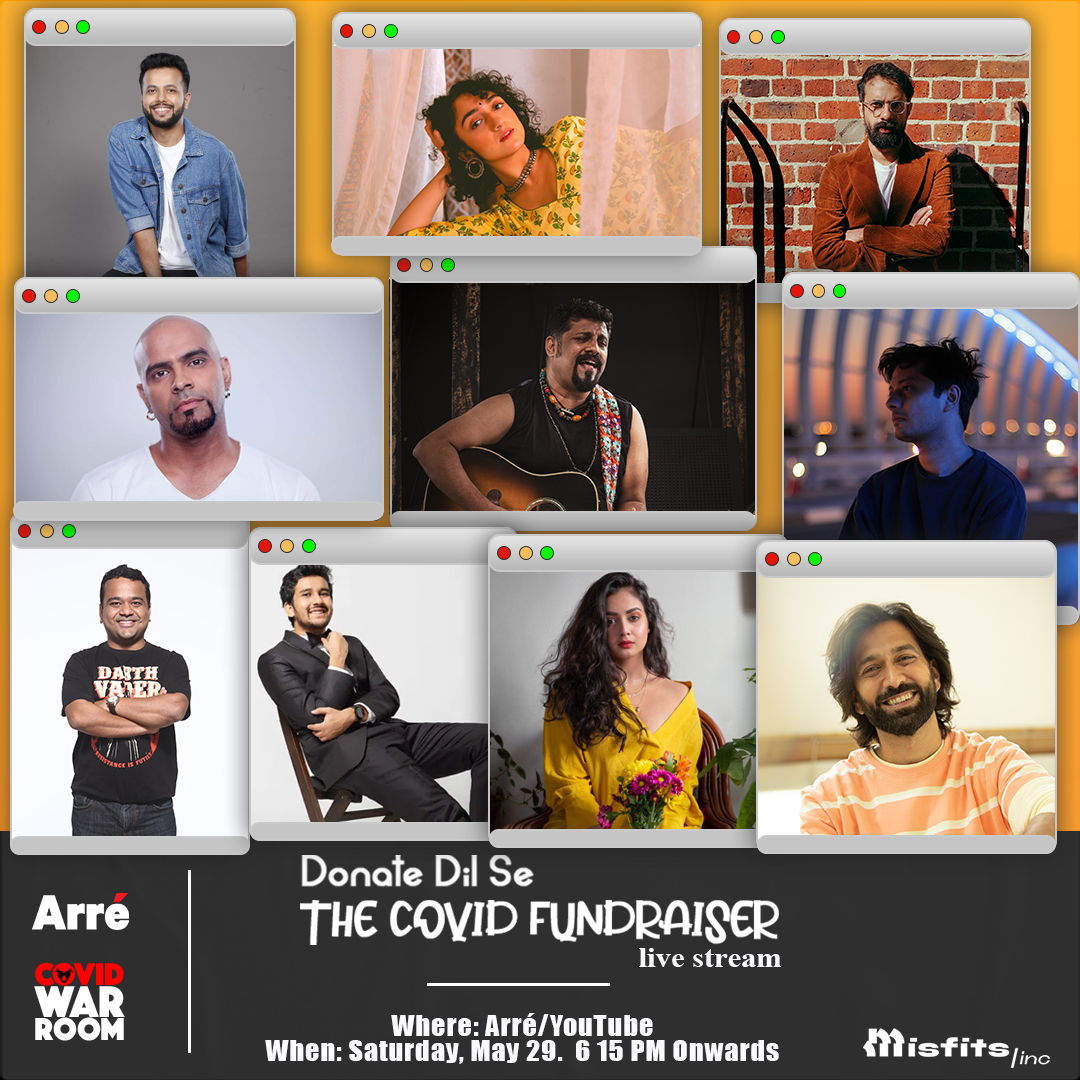 _covidwr's tweet photo. FUNDRAISER LIVE STREAM! 
Announcing 'Donate Dil Se' - A COVID-19 Fundraiser featuring some of India's most sought-after comedians and musicians! 
When: Saturday, 29th May 2021, 6.15PM
Where: Arré's YouTube (https://t.co/hdVoEIyodU
Donate: https://t.co/mnbOxFabhA

#CovidFundraiser https://t.co/nj9QuziJWo
