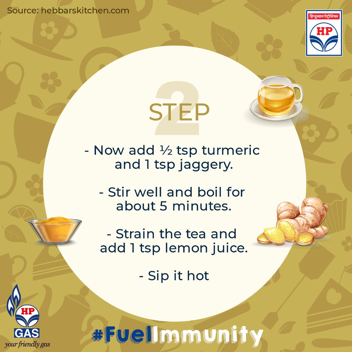 HPCL's tweet photo. #FuelImmunity with the goodness of ginger and turmeric
Here’s the immunity-boosting #GingerTurmericTea
#HealthyRecipe https://t.co/jUP4okOfK4