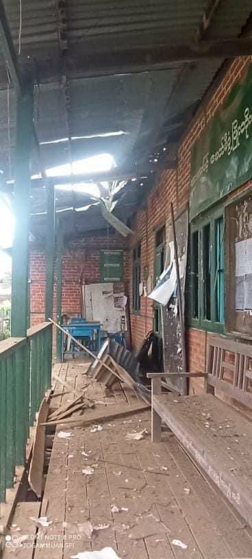 At around 7pm last night, several bomb blasts went off in Chin state’s Tedim township that destroyed the Township Education Office at the entrance of Tedim Basic Education High School (No.1 BEHS).
#WhatsHappeningInMyanmar #May28Coup