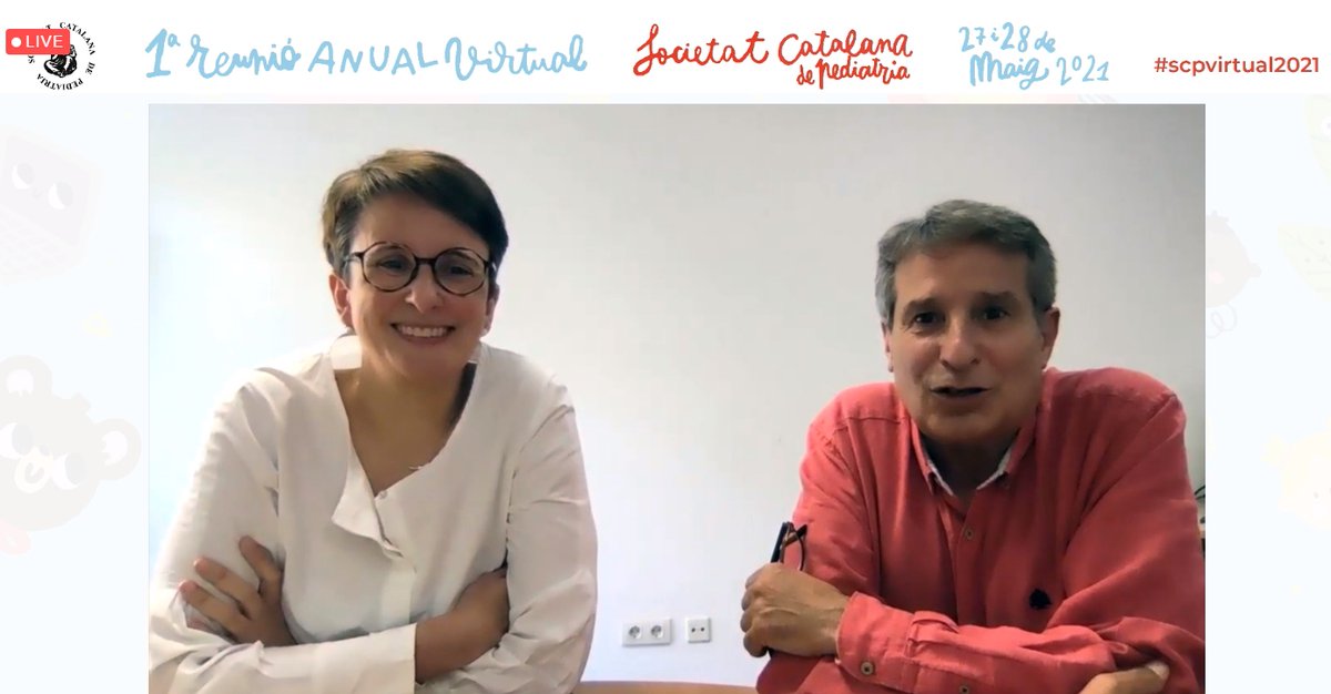 SCPed's tweet photo. Comencem la segona jornada de la I Reunió Anual Virtual de la SCP  #scpvirtual2021 amb energia: "Rauxa, rock &amp; rotavirus" amb l'Almudena Sánchez 
@Almuden30223719
  i el Pepe Serrano 
@PepePediatre https://t.co/Fw3baCKb5x