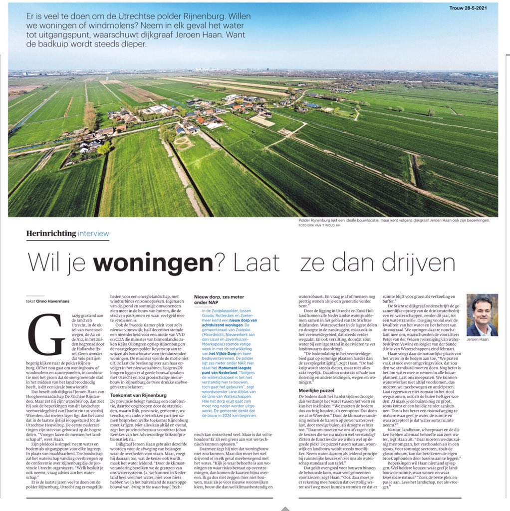 Neem het water en de bodem als uitgangspunt bij alle ruimtelijke ontwikkelingen in onze delta.
That's the spirit <a href="/JeroenHaan1/">Jeroen Haan, volg @jeroenhaan.bsky.social</a> 
in <a href="/trouw/">Trouw</a>