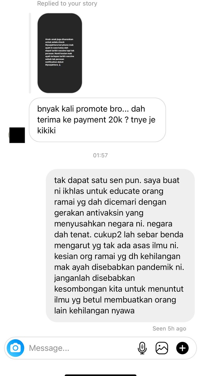 khairulaming's tweet photo. ni baru satu dm. ada banyak lagi yg kena fight setiap hari. takpela yang penting dia dh seen message. nak educate orang ramai ni tak mudah. yang muda pun tolonglah stop sebar benda palsu and mengarut ni. kesian kat pakcik makcik yg jadi mangsa https://t.co/p9anVFLACz