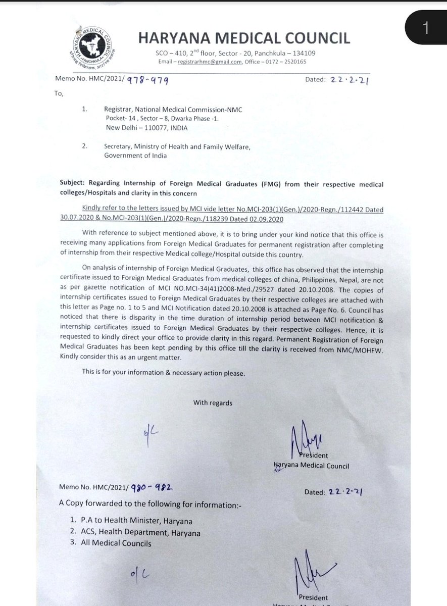 ankugulati15's tweet photo. @NMC_IND @cmohry @MoHFW_INDIA @drharshvardhan @anilvijminister 
How long to wait to get reply for letter dated 22-02-2021 memo no. HMC/2021/978-479
Please help us so we can serve nation during these tough times https://t.co/tAJzNl4Yu1