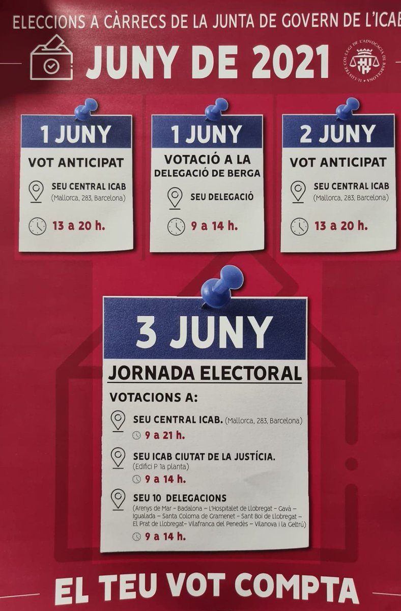 llorenprats's tweet photo. La setmana vinent els advocats tenim deures! No desaprofitem aquesta ocasió. #femho pel dret!

(Votem i fem col·legi @comunicacioicab ; ara tenim una bona opció: @Oliverosboza21 ) https://t.co/oinOY6dU4Y