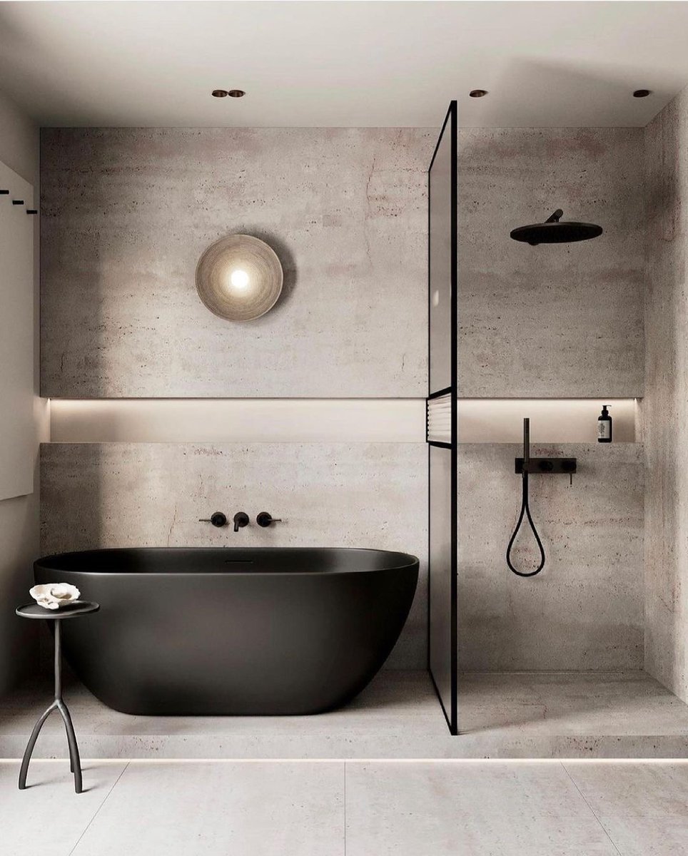 BregmanTraci's tweet photo. B L A C K x C O N C R E T E 
Imagine coming home to this after a long day...
No need for a spa day with a bath like this!

📸@angelica.chernenko https://t.co/38dR3bDt5t