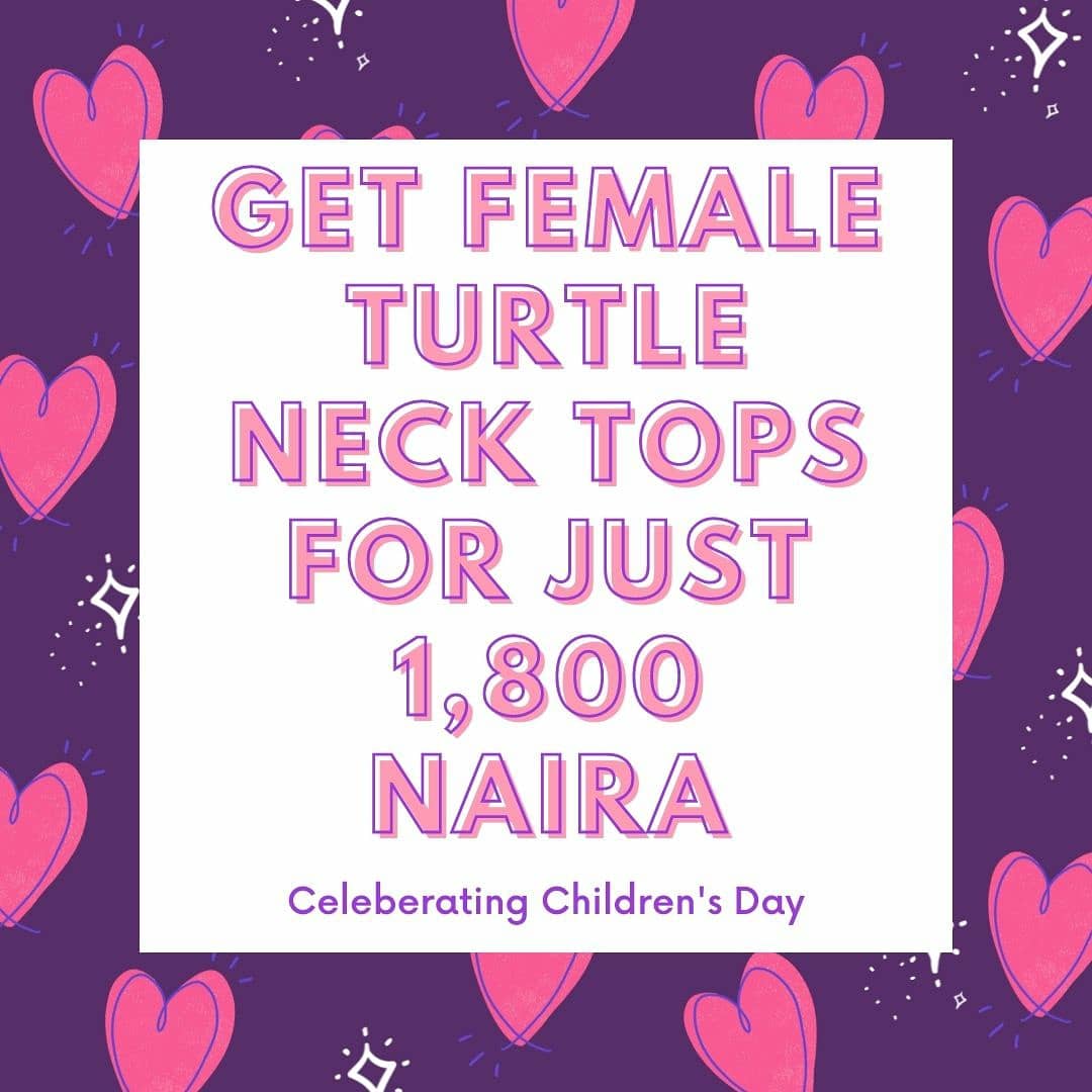 purfleng's tweet photo. In honour of children's day.
Turtleneck tops going for just 1,800 naira
Size: Small
Colours: Black, white and grey.

#ChildrensDay2021 https://t.co/9I9eekf3Vs