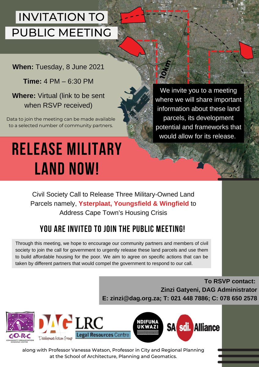 DAG__activism's tweet photo. 🔊INVITATION: PUBLIC MEETING!
DAG is pleased to invite you to join us for the upcoming Public Meeting on the release of #stateownedland for #affordablehousing to be held on TUESDAY, 8 JUNE 2021 FROM 4:00 PM – 6:30 PM.
#fromhangarstohomes
#Housing4All https://t.co/cj4vmLUX1I