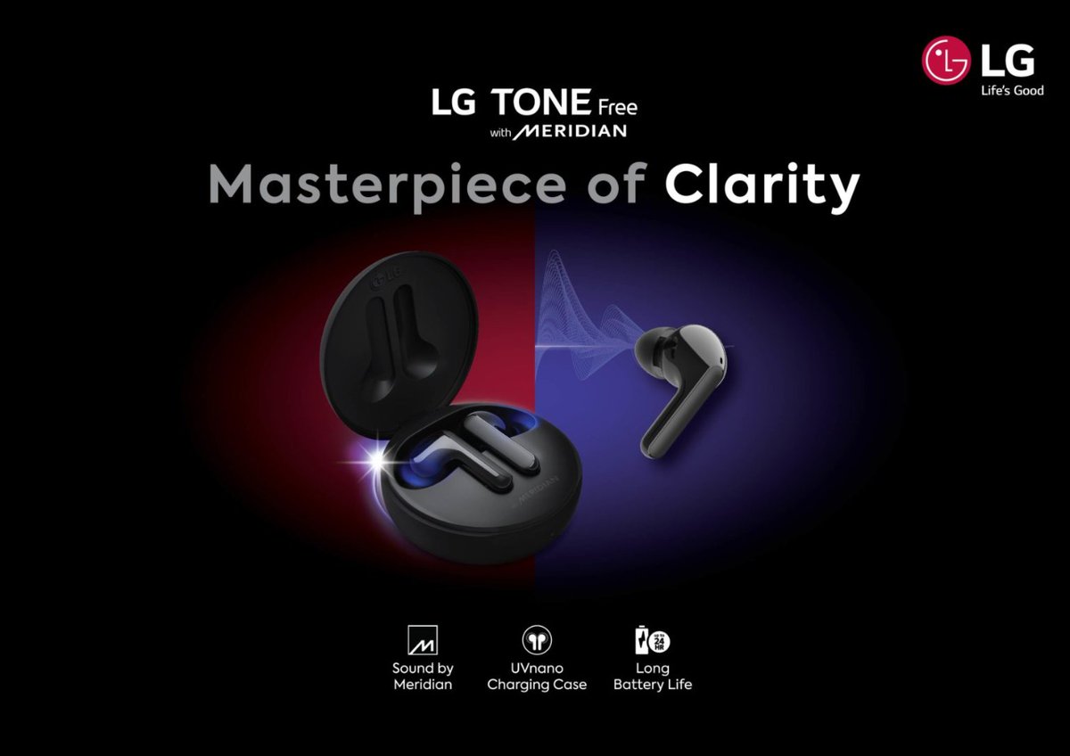 You have to own these devices that have a clear and spatial sound with Meridian, a fresh harging case, and a sleek, comfortable design turn the true wireless earbud experience up a notch.
See more here bit.ly/2QJs2V4
    #LGToneFree
    #LG100Club