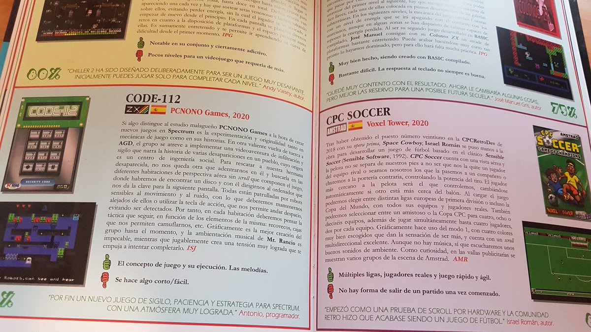 PCNONOGames's tweet photo. Muy orguyosos de salir en la #enciclopediahomebrew vol.3 con nuestro #code112 Un excelente libro donde recopilan en cientos y cientos de juegos desarrollados en los últimos años para ordenadores y consolas de 8 y 16 bits edición muy profesional por @DolmenEditorial Pillatelo!! 👌 https://t.co/z85byFj9Te