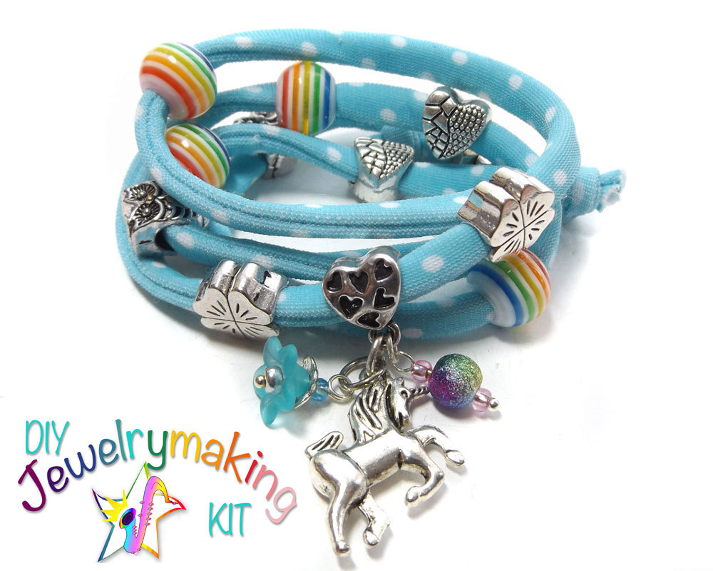 DIY Wrap Bracelet, Jewelry Making Kit, Multi Wrap Bracelet kit, Unicorn Necklace kit, Colorful Candy Lycra Bracelet kit, girls bracelet tuppu.net/83ef4226 #Etsy #TheJazzyJewelzStudio #WrapBraceletKit
