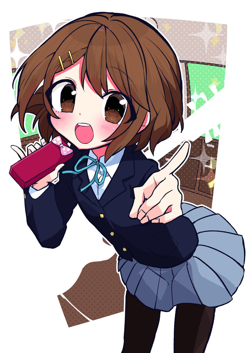hirasawa yui 1girl sakuragaoka high school uniform winter uniform brown hair solo pantyhose school uniform  illustration images