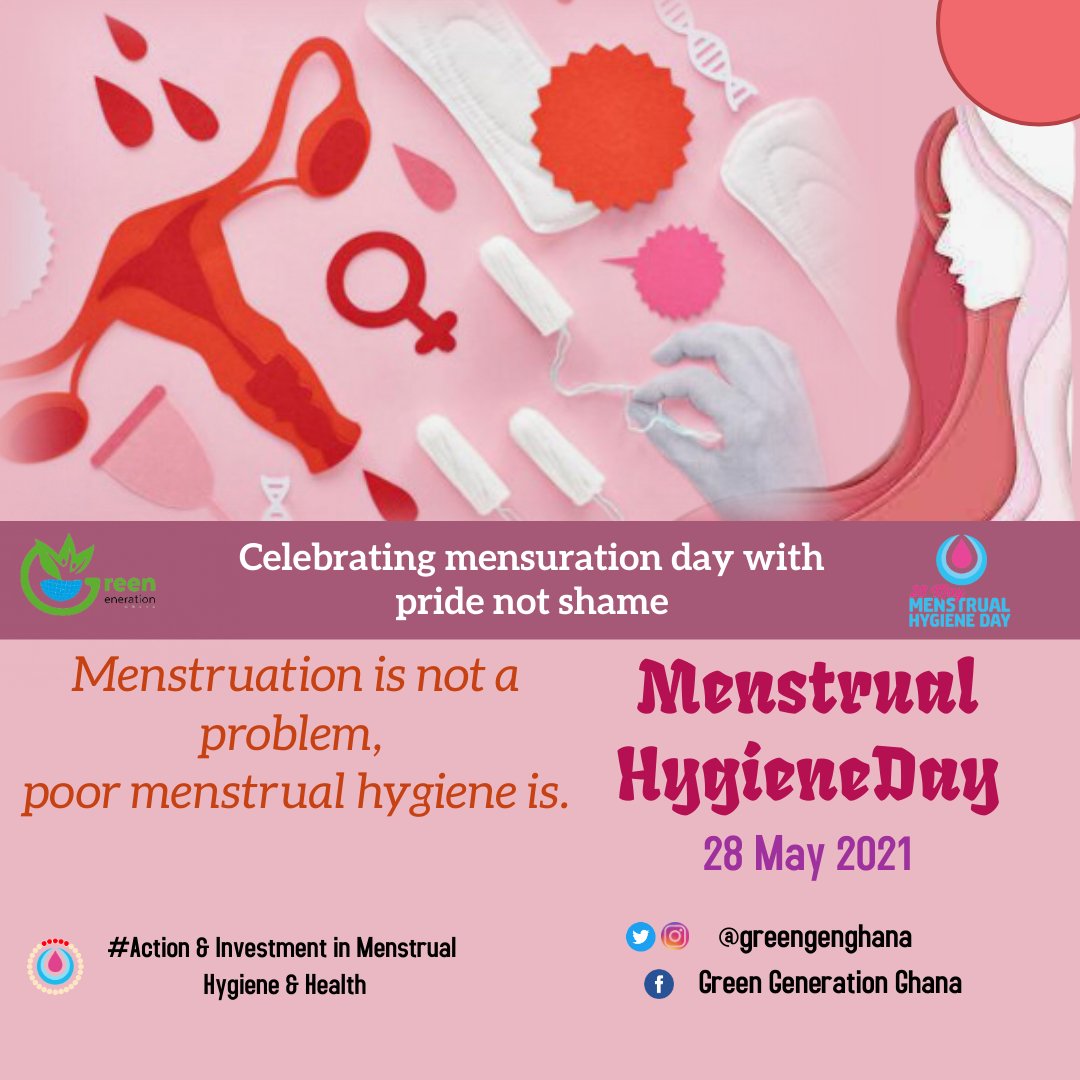 GreenGenGhana's tweet photo. As we mark World Menstrual Hygiene Day today, let's do well to take note of these few messages from Green Generation Ghana. #Menstrualhygieneday2021 #actionandinvestmentinmenstrualhygiene #Green #Generation #Ghana #Health #healthylifestyle #menstruation #menstruationmatters https://t.co/ExjXvmlQbR