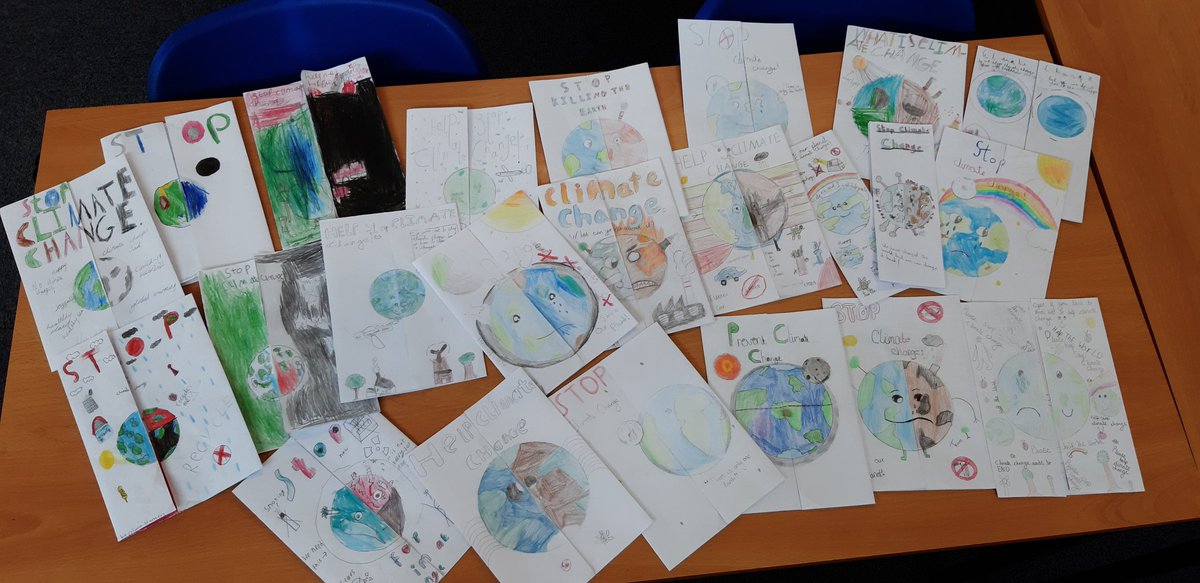 latimerprimary's tweet photo. Powerful and thought provoking leaflets created in Year 5 this week about the impact of Climate Change. #latimergeography #latimercares #ClassCJ @BBCNewsround @The_GA https://t.co/OQG4MRPS93