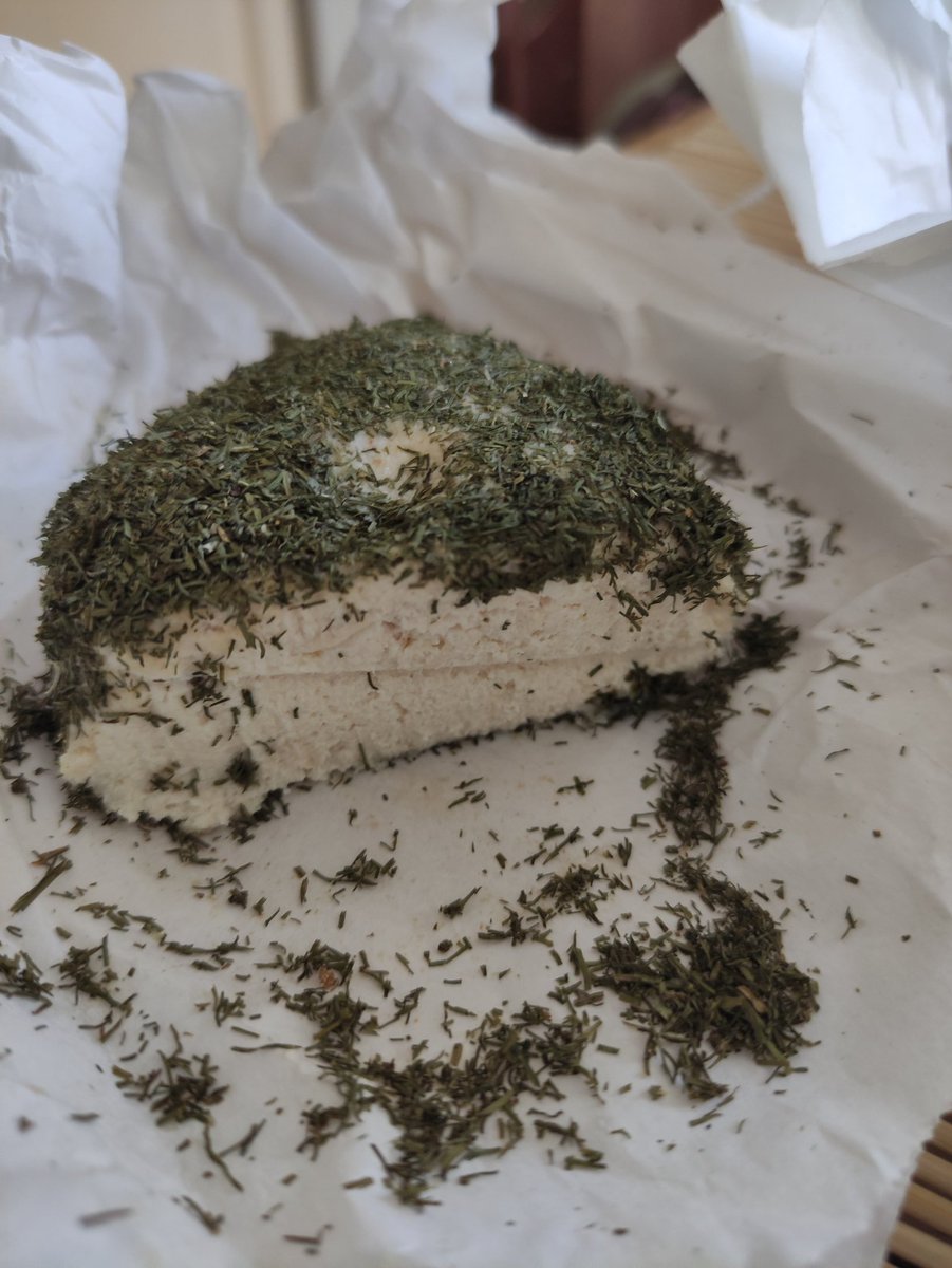 SarahCzerny's tweet photo. After a very inspiring talk by @_CarolJAdams a few weeks ago about milk and dairy, I decided to try my hand at vegan "cheese" making. The bacteria came from #cashewbert and this morning the first results were sampled.
Amazing!
#vegancheese https://t.co/jg6Fu6Y235