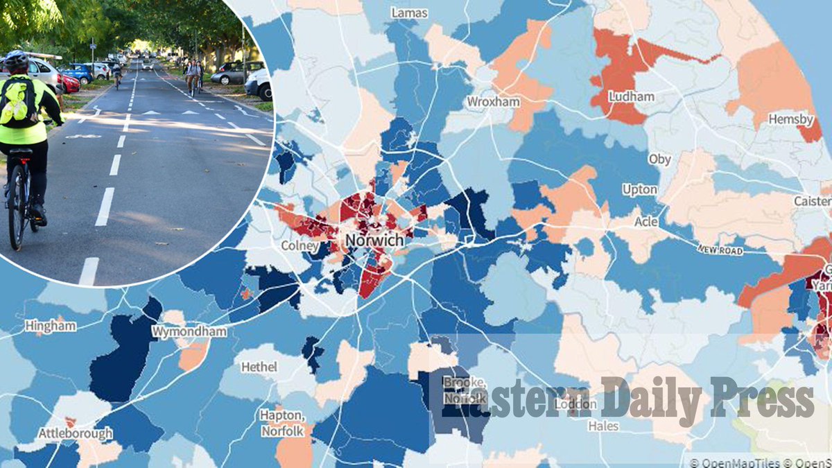 edpbusiness's tweet photo. Map of Norfolk’s richest and poorest areas reveals huge inequality https://t.co/U7HQlT7YTs https://t.co/O75oyWTnmE