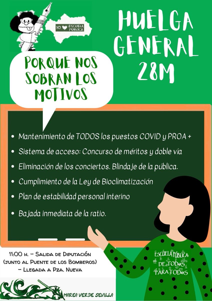 #28MXLaPública
Hoy salimos a la calle en una nueva jornada de huelga porque nos sobran los motivos para defender la #EscuelaPública
¿Y tú? ¿Por qué sales hoy a la calle y haces huelga?