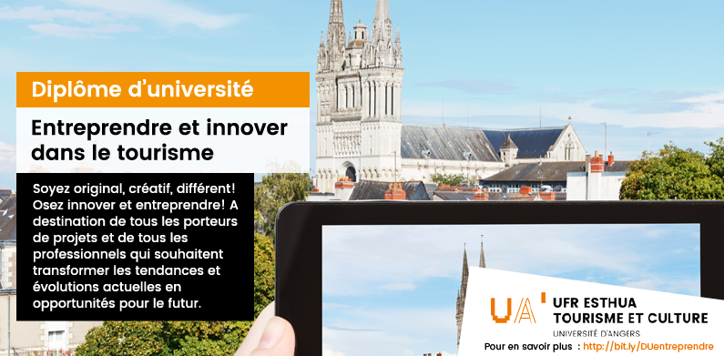 Le DU Entreprendre et innover dans le tourisme vous permettra de développer vos compétences en gestion de projet et utiles à la création d’activité dans le domaine touristique.

Candidature : bit.ly/3wyDqD2
<a href="/adesthua49/">aude ducroquet</a>