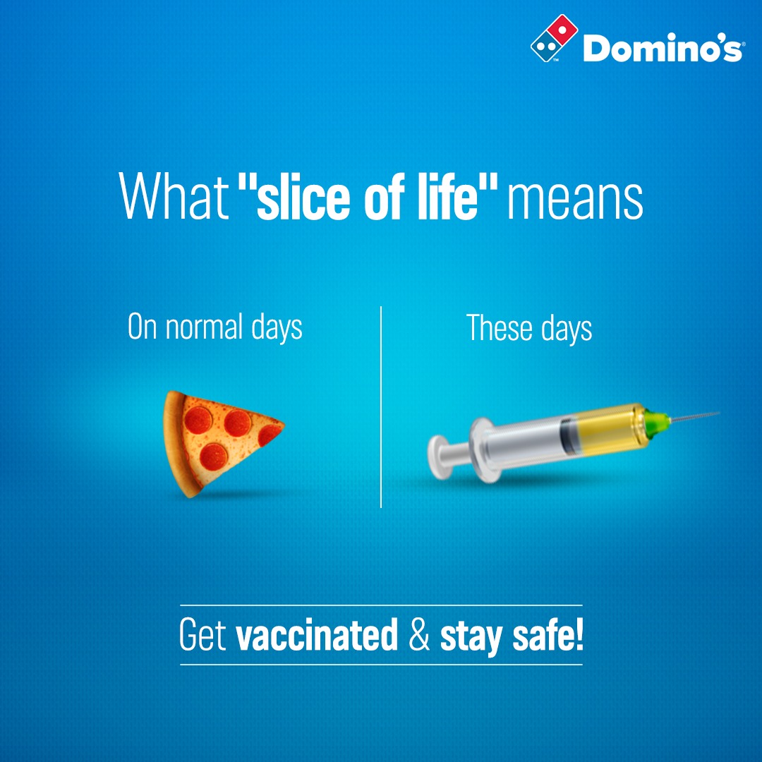 dominos_india's tweet photo. How to get the perfect #SliceOfLife moments?
Step 1: #GetVaccinated as and when you get a chance!
Step 2: Enjoy your favourite #DominosPizza with #ZeroContactDelivery!
#OrderKarnaSafeHai #SafeCravings #SafelyDelivered https://t.co/iSeblyJE2S