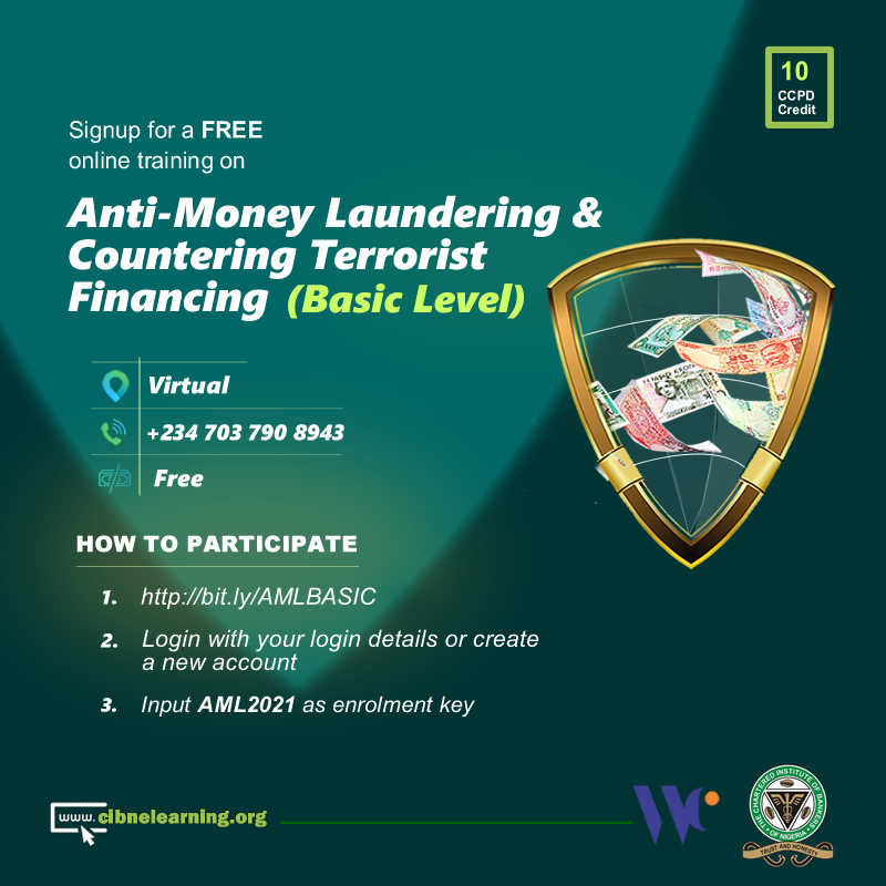 cibnigeria's tweet photo. Sign up for a FREE online training on Anti- Money Laundering &amp; Countering Terrorist Financing. Sign up now @ https://t.co/ClzB7fYc8K .
#CIBNCares
#antimoneylaundering https://t.co/HC5kP11Ru2