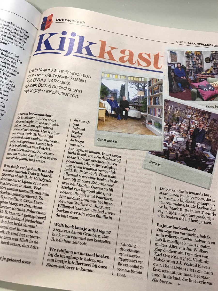 Deboekenkastvan.nl staat in de VARA-gids van deze week. Interview met bedenker, hoofdredacteur en enige redacteur Erwin Reijers. Allemaal in het kader van de #Boekenweek.