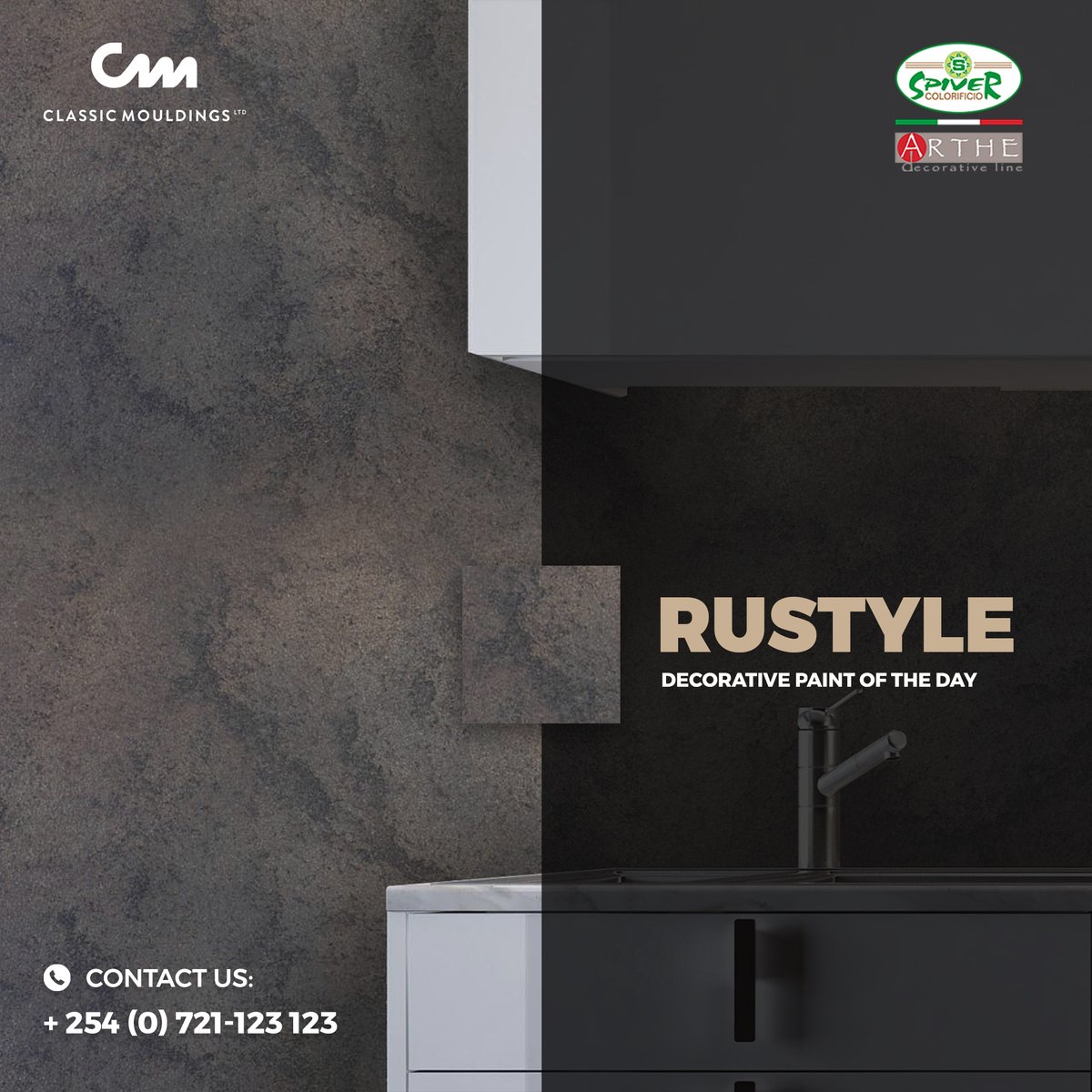 cmouldingsltd's tweet photo. Bring the untamed beauty of nature to your walls and create an enchanting interior space with RUSTYLE.

Now Available at Classic Mouldings.

Visit our showrooms today:
CM Gallery - Westcom Point, Westlands.

#DecorativePaint #Rustyle #Rusteffect #InteriorDesign #Kenya https://t.co/2TBxand8cd