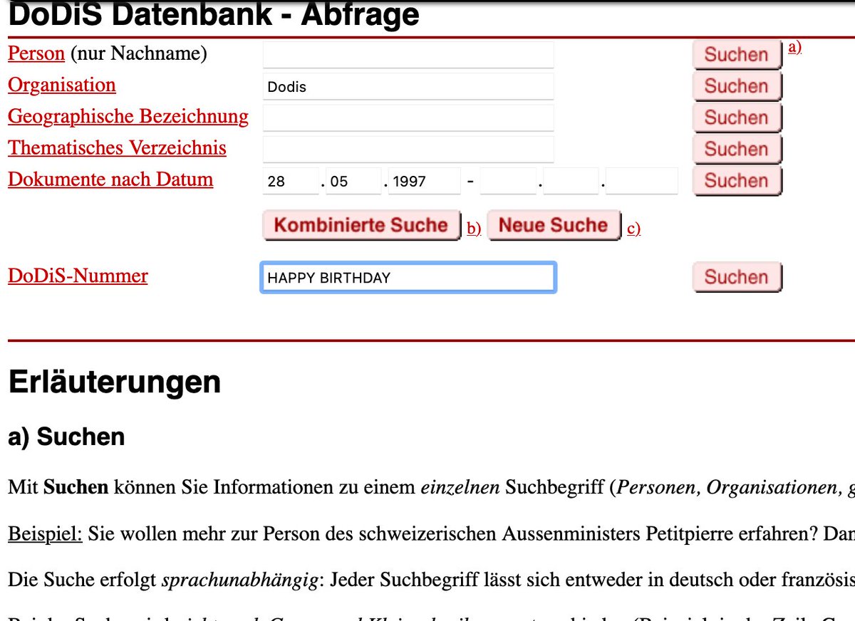 Wir haben #Geburtstag! Am 28. Mai 1997 ging dodis.ch online. Dodis hat so ein Stück Pioniergeschichte des #Internet mitgeschrieben, waren damals unter der Domain «.ch» gerade mal 129 Webadressen registriert. To be continued! ... #histCH #openaccess #digitalhistory