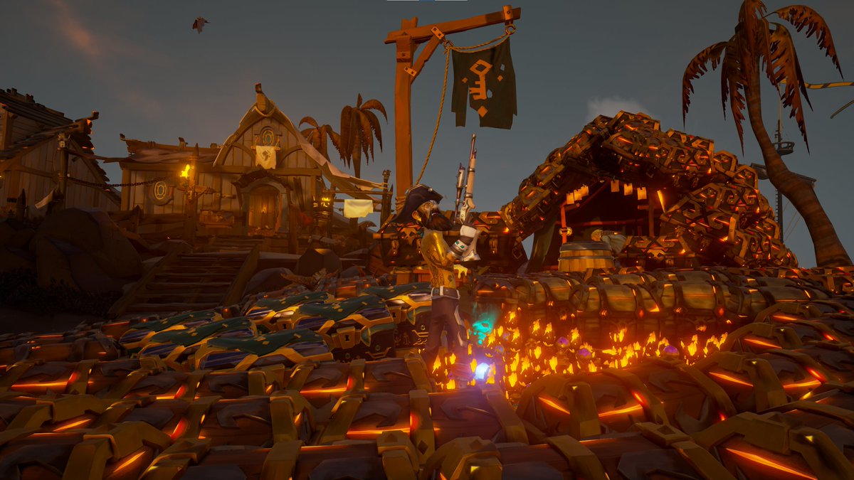 IcyMethodMan's tweet photo. Hadn't done any GH this ledger season and only 5days left decided to knock it out the way with some vault stacks ended up with roughly 1,5mil worth gold on my sloop. #SeaOfThieves https://t.co/FBfATecGa4