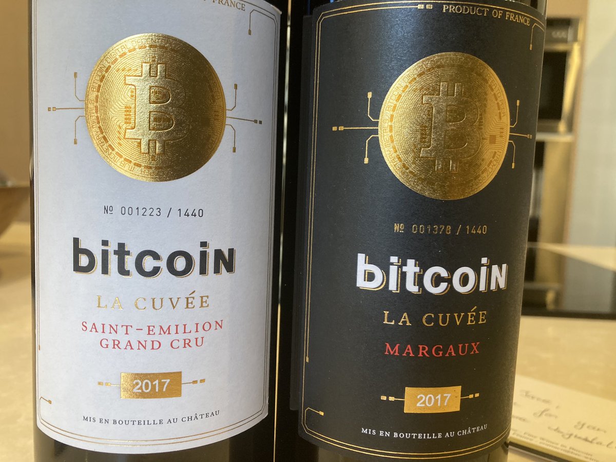 Fun arrival this morning from <a href="/BtcWine/">BTC Wine</a> - possible because the Bitcoin logo is in the public domain, not subject to copyright. #bitcoin #bitcoinwine