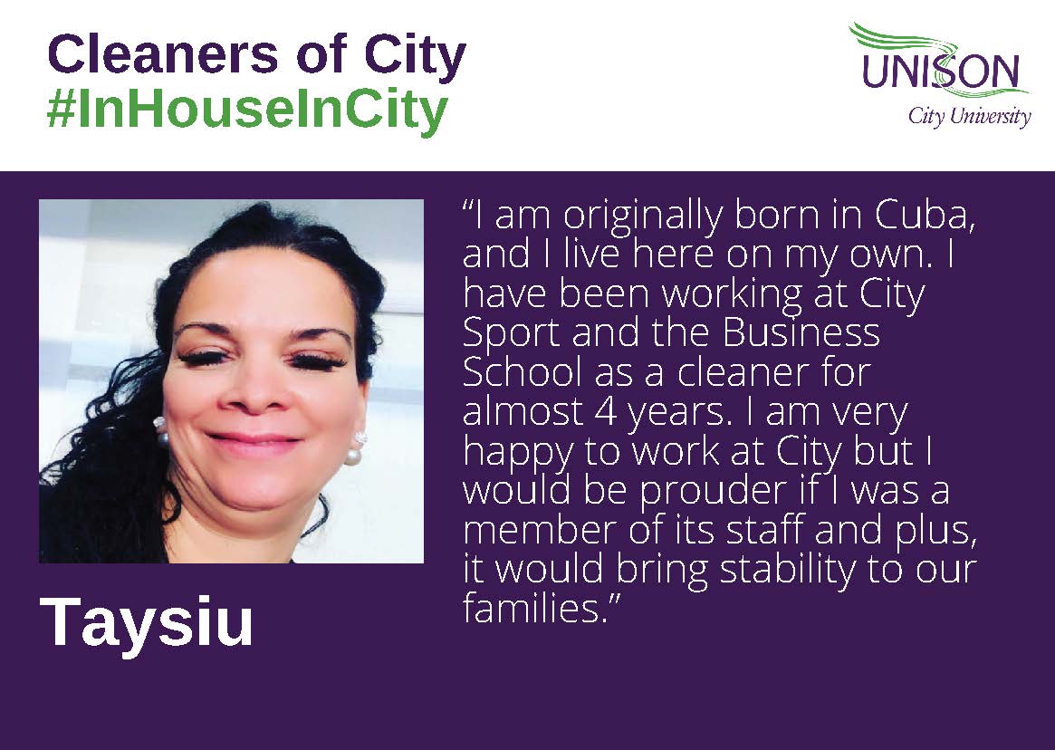 CityUnison's tweet photo. “I am very happy to work at City but I would be prouder if I was a member of City staff; it would bring stability to our families”
Cleaners @CityUniLondon are campaigning for better sick pay, holiday &amp; other T&amp;Cs
Support by sign/share/RT petition: https://t.co/cDKz7QiEDw https://t.co/hLKmTIKzpC