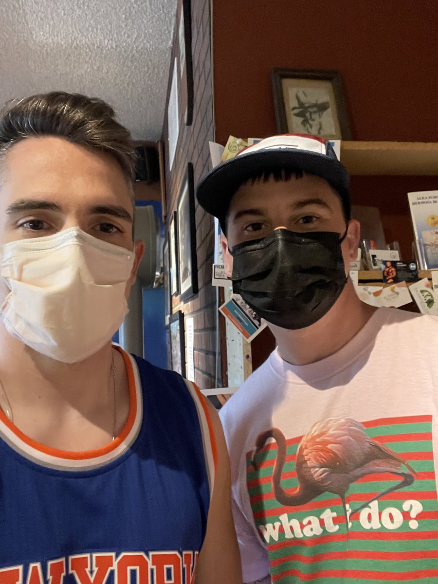 writtenbyjoseph's tweet photo. Found @JonFTW in a Nick Cage coffee shop. #WelcomeBackToLA https://t.co/DvF5iHW6qi