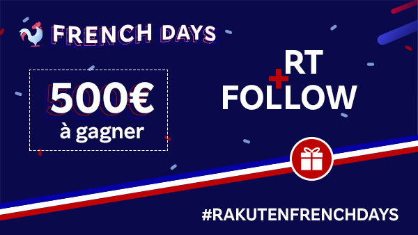 RakutenFrance's tweet photo. 🎁JEU CONCOUUUURS  🎁

Pour fêter les French Days 🇫🇷 on vous fait gagner 5 bons d’achat de 100€ ! 💸

Pour participer c’est super simple 😏

👤 Follow @RakutenFrance
🔁 RT avec #RAKUTENFRENCHDAYS

Bonne chance à tous 🍀

#Giveaway #FrenchDays #JeuConcours #RakutenFrance https://t.co/xO1hX0BzI2