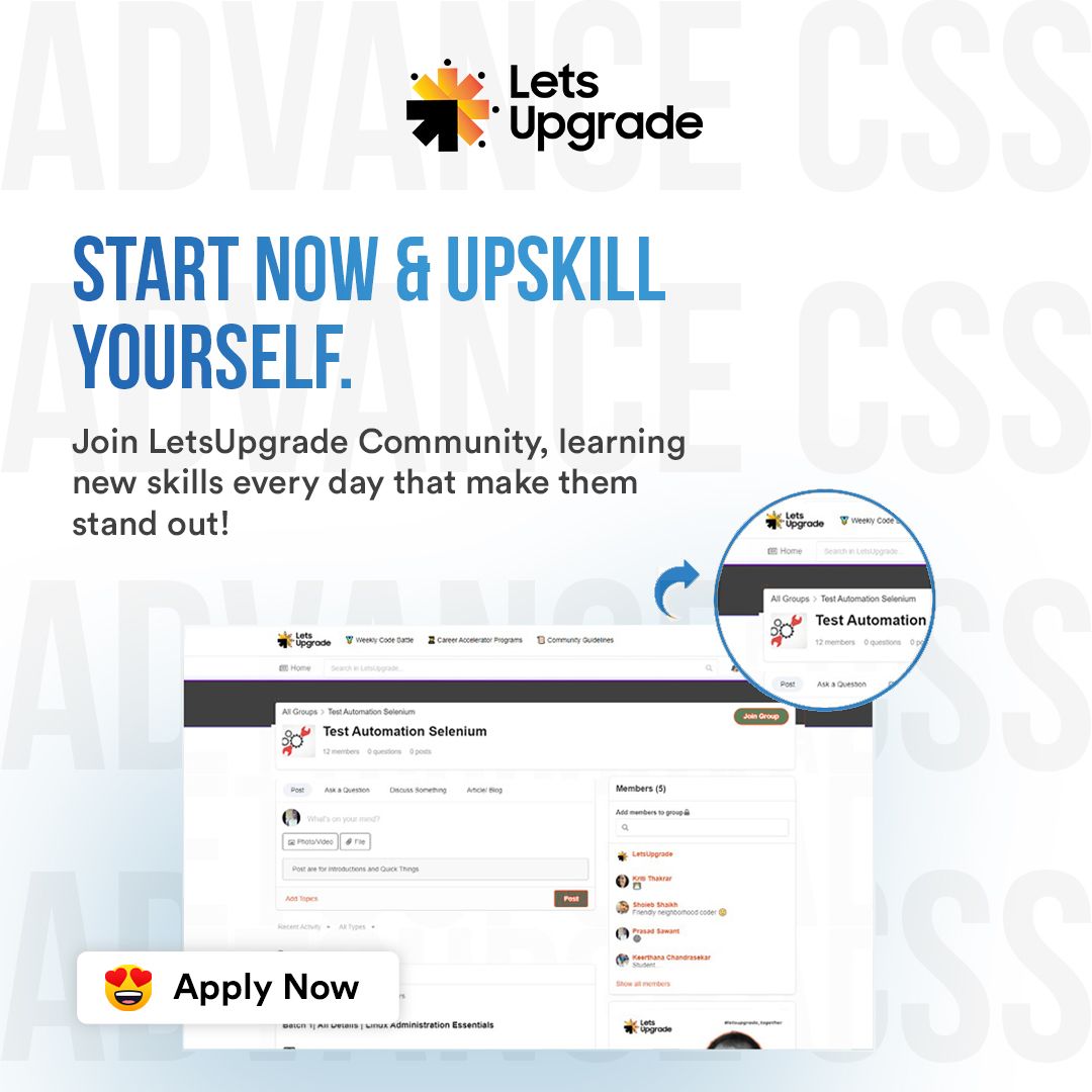 LetsUpgrade_in's tweet image. Level up your game with Advance CSS Essentials now for FREE!
Get those CSS tips you didn't know you needed!
Apply now: luc.to/ES-Advcss-Twit…
#letsupgrade #advancedcss #webdevelopment #css #html #javascript #programming #coding #webdeveloper #php #developer #code #programmer